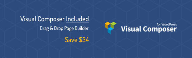 Visual Composer Included / Drag & Drop Page Builder / Save $  34